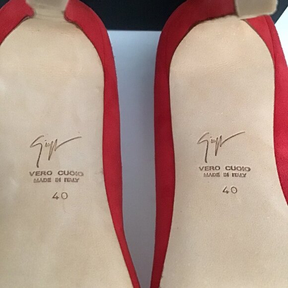 GIUSEPPE ZANOTTI Women's Bimba 110 High-Heel Stiletto Suede Red - Picture 10 of 11